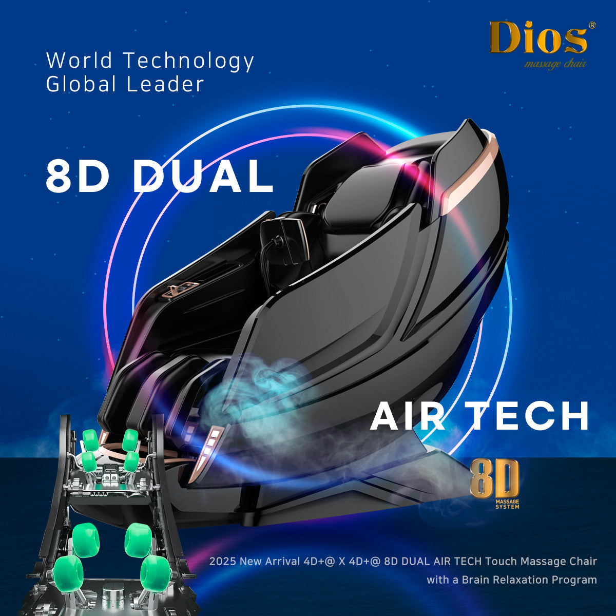 Dios Massage Chair 8D AI Dual Air Tech - Black