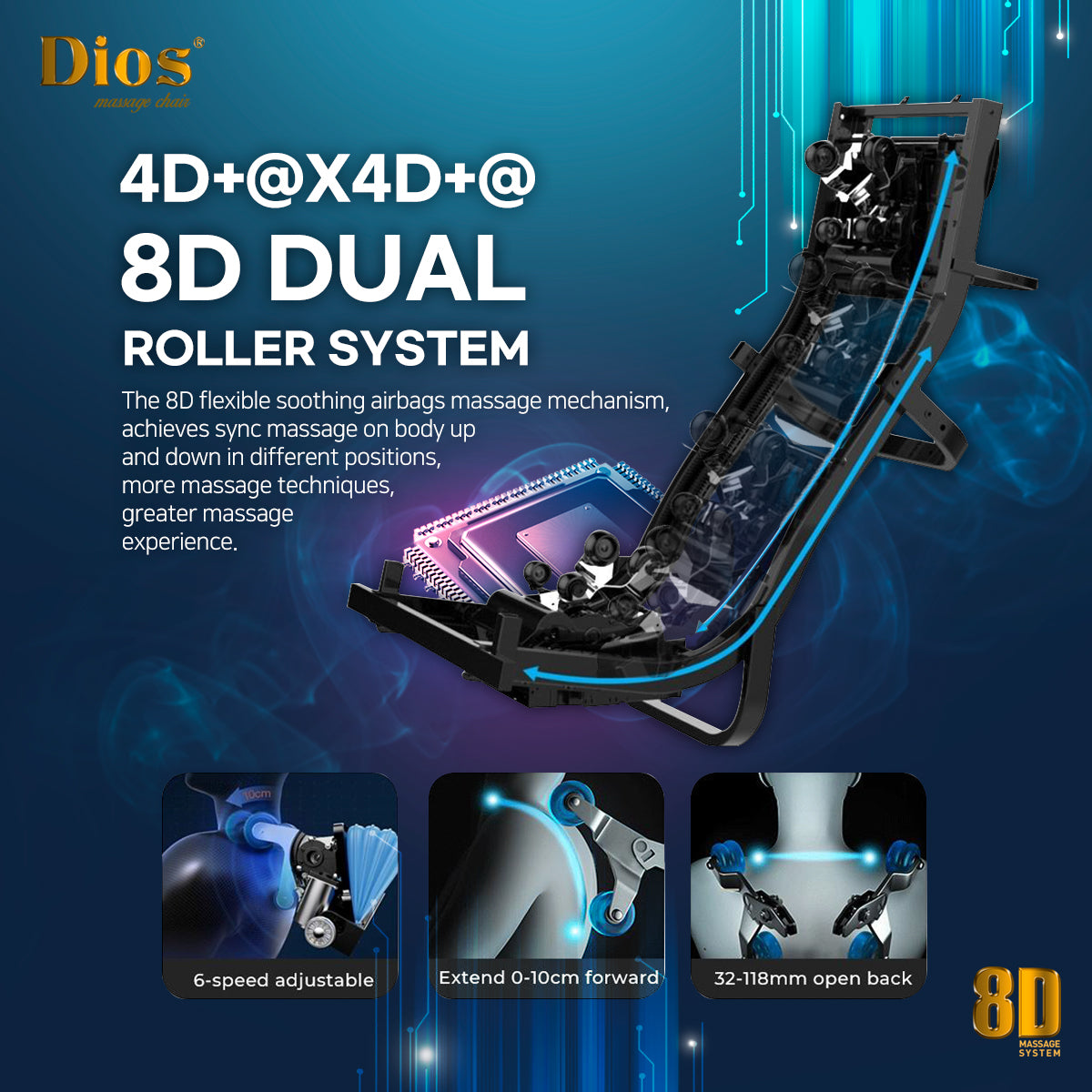Dios Massage Chair 8D AI Dual Air Tech - Black
