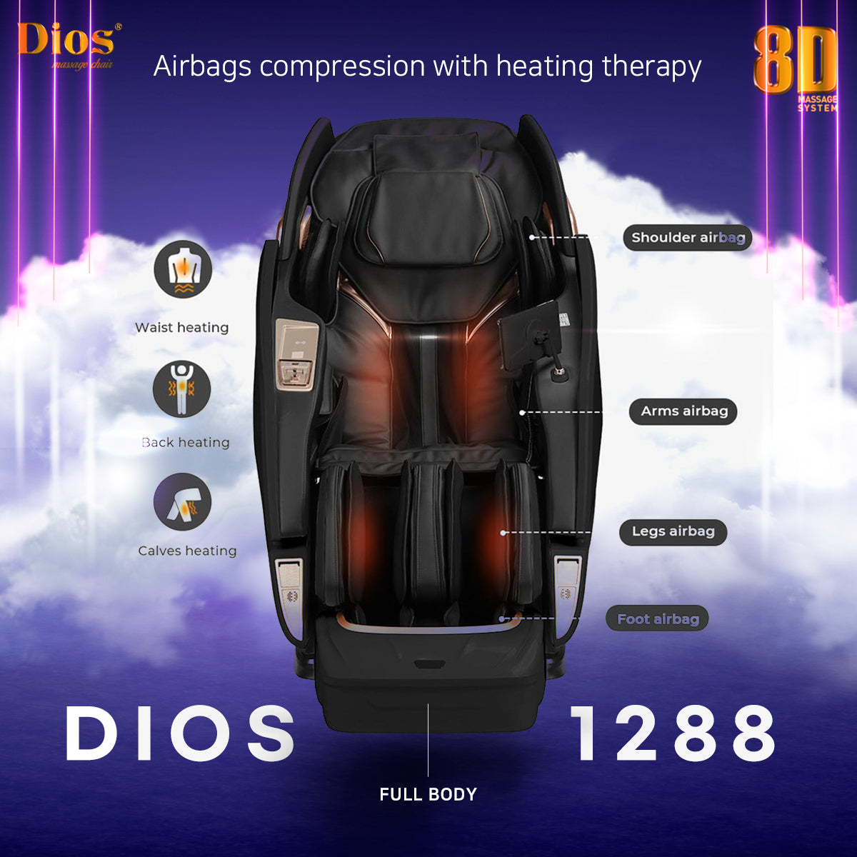Dios Massage Chair 8D AI Dual Air Tech - Black