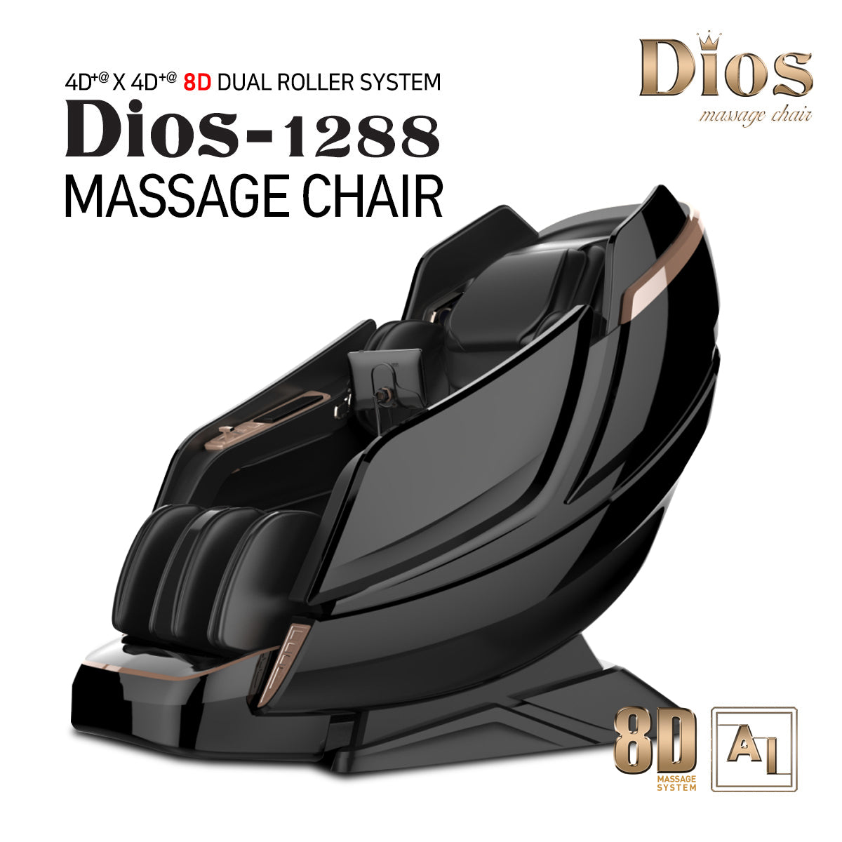 Dios Massage Chair 8D AI Dual Air Tech - Black