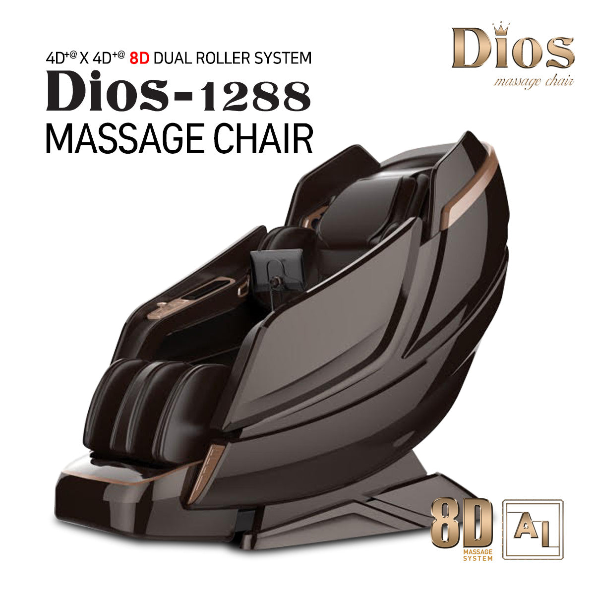 Dios Massage Chair 8D AI Dual Air Tech - Brown