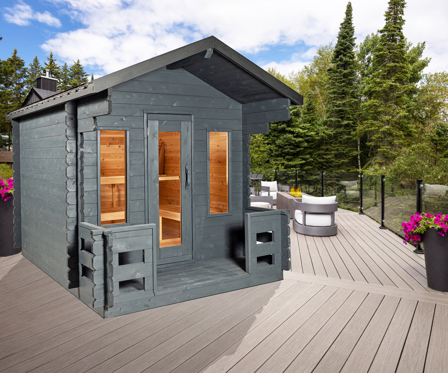 CT Georgian Cabin Sauna with Porch - Electric